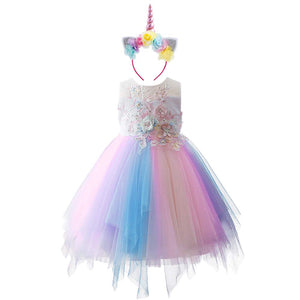 unicorn party dress in pastel colours for girls