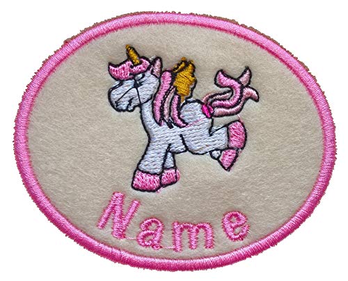Unicorn Personalised Embroidered Sew On/Iron On Name Badge Patch 