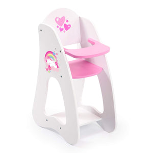 Bayer Design 50103AA Wooden High Chair Princess World, Baby Highchair, Doll's Furniture, White, Pink