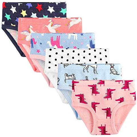 6 Pack Assorted Designs | Unicorn | Knickers | Underwear | 3-4 Years