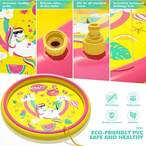 Peradix Unicorn Water Sprinkler Pad | Splash Mat 2 in 1 | Sprinkler Pool | Garden