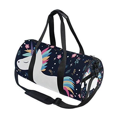 Canvas Barrel Bag Sports Gym Bag | Unicorn Design 
