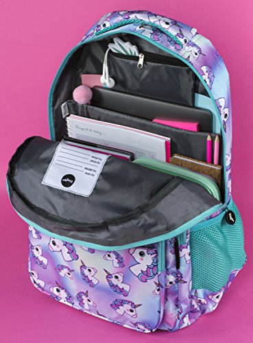 Unicorn school backpack interior