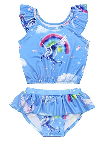Blue rainbow unicorn swimming costume 