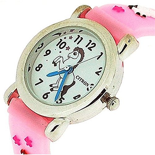 Citron Analogue Girls - Kids Dancing Pony Pink Silicone Strap Watch KID86