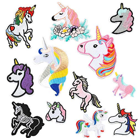 12PCS Unicorn Patches | Iron On Embroidered Decorative Patch | Sewing Appliques 
