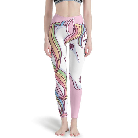 Unicorn Rainbow Women's Yoga Leggings | Running Trousers | Pink