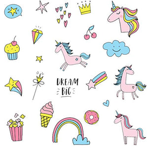 Dream Big | Unicorn Wall Stickers | Hearts, Rainbows, Stars & Clouds | Decal 