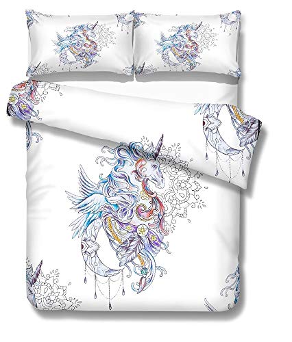  Unicorn Head With Pink/Gold Star | Queen & King Sized Duvet