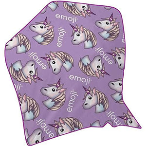 Emoji Unicorn Fleece Blanket | Throw | Lilac | Polyester
