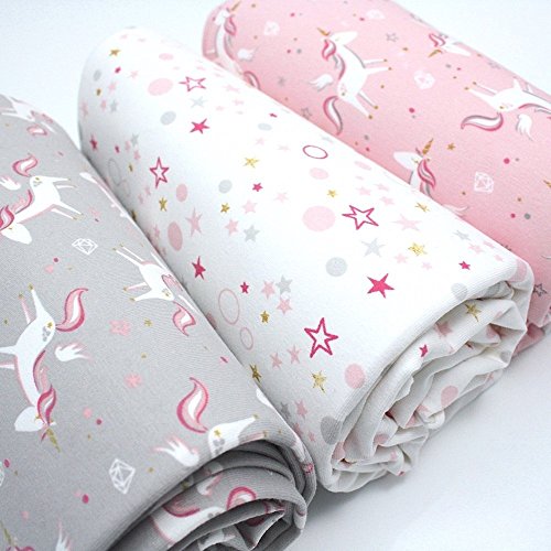 Magical Unicorns | Pink JERSEY |100% Cotton Fabric | Children's Fable