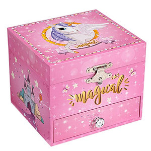 Magical unicorn ballerina jewellery box pink