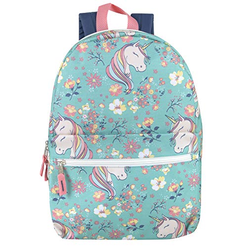 Pretty Floral Unicorn Backpack | Turquoise 