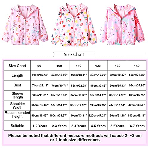 Pink Girls Hooded Raincoat | Unicorn & Rainbows Design | Lightweight 