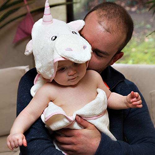 Unicorn Hooded Baby Towel, Natural Cotton, Baby Shower Gift Idea
