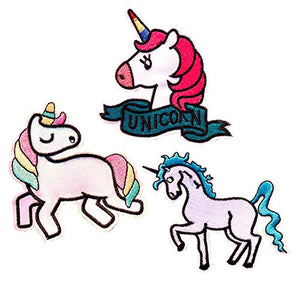 3 Pack | Unicorn Horse Sew On Iron On Patch Embroidered Applique | Jeans Patches for Jackets