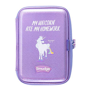 Smudge Unicorn Pencil Case Glittery Lilac