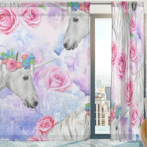 Unicorn Flowers Sheer Curtains 