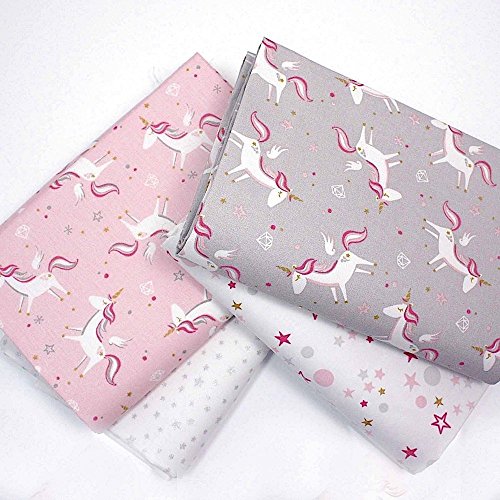 Magical Unicorn Fabric | Grey & Pink | 100% Cotton 