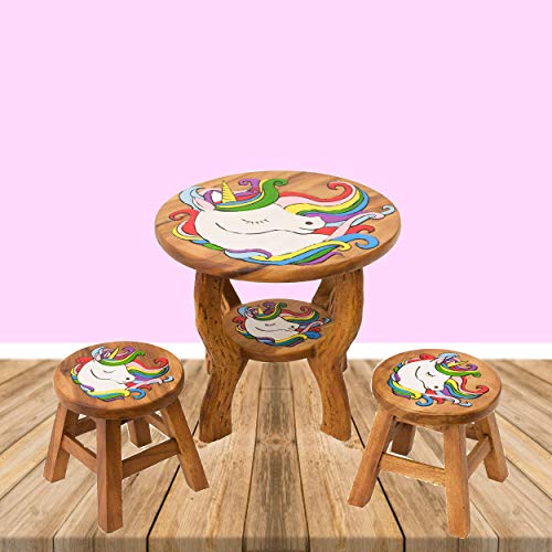 Unicorn Wooden Table & Stools 