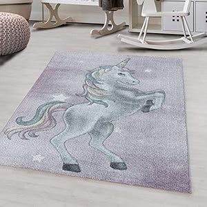 Unicorn Rug | Soft & Fluffy | Grey, Violet, Purple | 80x150 cm 