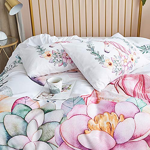 Floral Unicorn King Bedding Set 