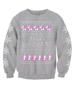 Kids Novelty Christmas Unicorn Jumper, Sweatshirt | Grey