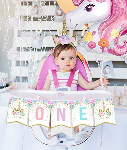 Unicorn Party Decorations One Year Old 