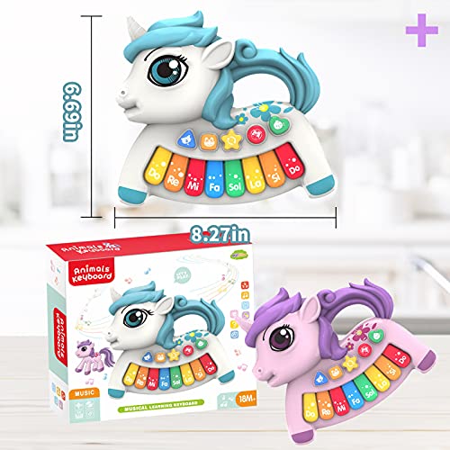 Multifunctional Musical Electronic Piano Toys for Toddlers, Unicorn Musical Piano Toys for 1 2 3 4 Year Old Girls Baby Girls Boy First Birthday Gift, With Lights & Musical Baby Toys 6 Months Plus