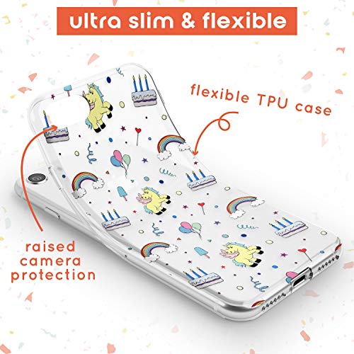 Cute Unicorn Pattern Clear Phone Case for iPhone 7 Plus/for iPhone 8 Plus | Clear Ultra Slim Lightweight Gel Silicone TPU Protective Cover | Rainbow Cute Cake GiftFashion