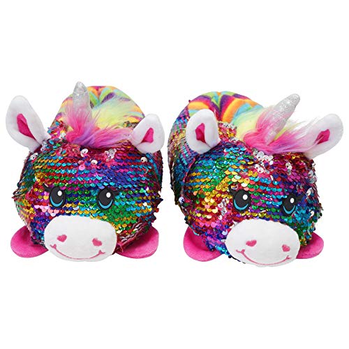 Build-A-Bear Rainbow Unicorn Sequin Slipper UK 2-3 Kids