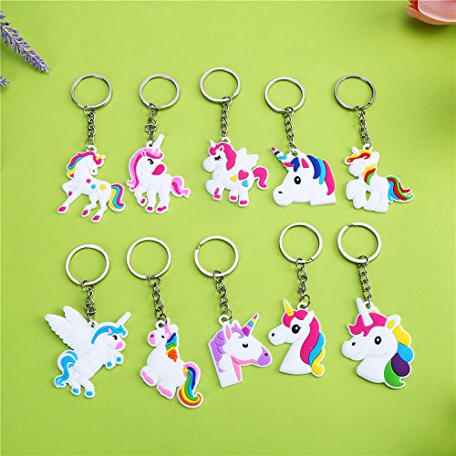20 Pieces Unicorn Key Rings For Kids Party Bag Fillers 