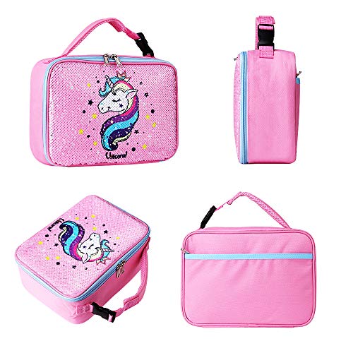 Pink Sequined Unicorn Girls Lunchbox 