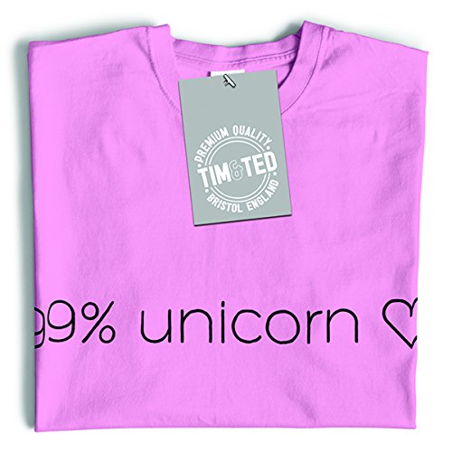 Tim and Ted 99% Unicorn Heart Believe In Unicorns I Am A Unicorn Magical Girly I Don't Believe In Humans Mythical Creature Rainbows Birthday Novelty Womens Ladies T-Shirt Cool Birthday Gift Present