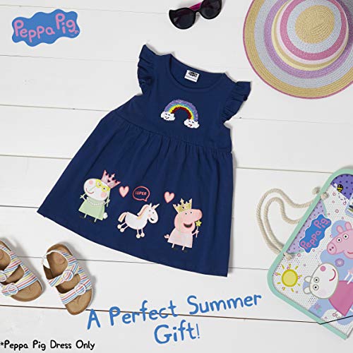 Peppa Pig Girls Dresses 100% Cotton Rainbow Dress - Clothes for Toddlers and Girls for Girls Aged 2 3 4 5 Years Old (2-3 Years, Navy Blue)