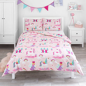 Magic Unicorn, Fairy Princess & Enchanted Castle - Kids Double Bedding Set