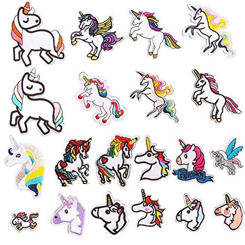 20 Pcs Embroidered Unicorn Patches Applique Kit | Assorted Sizes