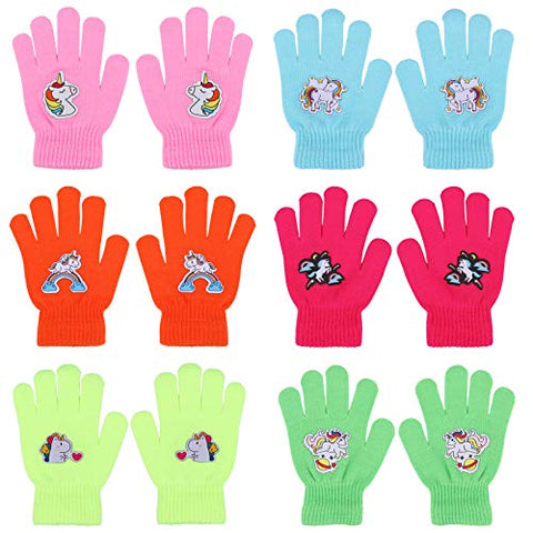 6 Pairs Of Children's Magic Gloves | Unicorn Design | 5-12 Years Old 