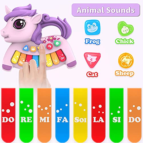 Multifunctional Musical Electronic Piano Toys for Toddlers, Unicorn Musical Piano Toys for 1 2 3 4 Year Old Girls Baby Girls Boy First Birthday Gift, With Lights & Musical Baby Toys 6 Months Plus