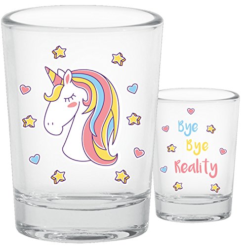 Unicorn Shot Glasses - 50 ml / 5 cl - Fun Shot Glasses with Gift Box