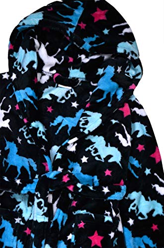 Girls Unicorn Dressing Gown Black & Multicoloured 