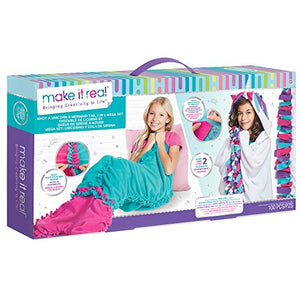 Make It Real - Unicorn &Mermaid Blanket Set - DIY Arts & Crafts for Girls | Unicorn Gift 