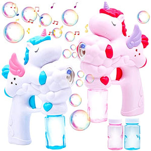 2 Pack Bubble Guns For Kids | Unicorn Design | 50 ML Bubble Solution 