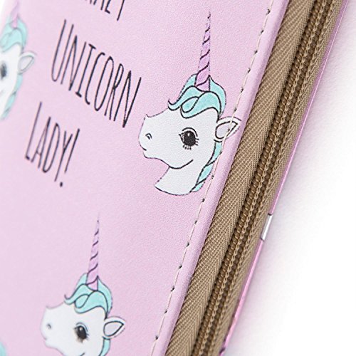 DonDon Women’s Purse Wallet Unicorn Pattern saying Crazy Unicorn Lady