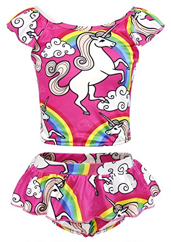 AmzBarley Girls Unicorn Swimming Costume Kids Two Piece Swimwear