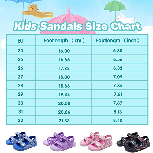 Boys Girls Sandals Kids Summer Sandals Open Toe Little Kids Walking Sandals Anti Slip Toddler Hook-Loop Sandal (Purple Unicorn, 9UK Child)