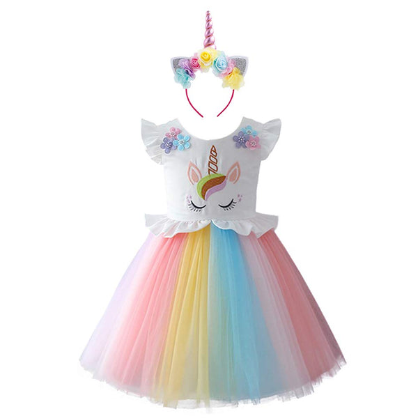 Unicorn Dress, Girls Dress Party Wedding Ball Gown Special Princess Flower Dresses 
