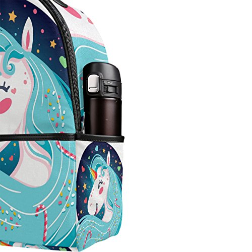 unicorn backpack for girl with drinks bottle holder