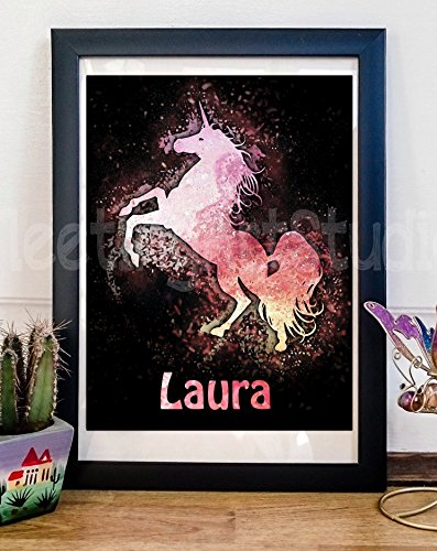 Personalised Name Unicorn Poster For Kids Bedroom