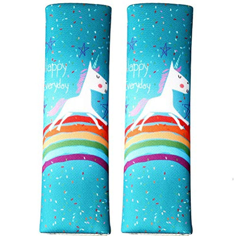 2 Pcs Unicorn & Rainbow Seat Belt Pads | Soft Seat Belt Cover 